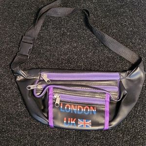 ⚡3/$20⚡  Vintage London England UK Black & Purple Adjustable Fanny Pack